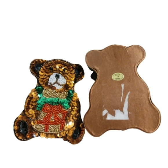 BEAR BOX Sequined Christmas bear box  holding gift for jewelry keys pill box - Picture 7 of 8